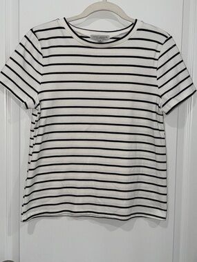 Green Envelope Classic Black & White Striped Tee - Women's Top size medium